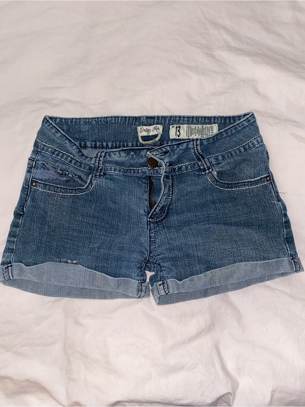 Indigo Rein Blue Rolled Cuff Denim Shorts